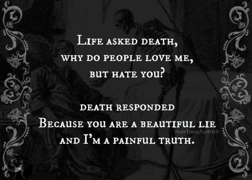 life asked death beautiful lie painful truth - Lowbird.com - Der lowe ...