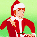 Peter Pan as Santa (minus the beard because he refuses to wear anything that will make him look adult)