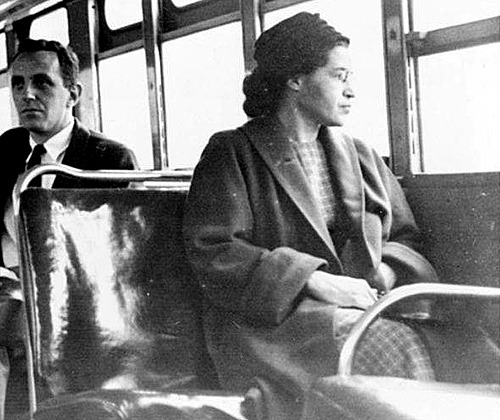 unhistorical:

December 1, 1955: Rosa Parks is arrested.
Rosa Parks’ refusal to give up her bus seat to a white man and her subsequent arrest marked the beginning of the Montgomery Bus Boycott, which eventually led to the federal ruling that declared bus segregation laws unconstitutional. At the time of her arrest Parks had been working as a seamstress, and she was also secretary of the Montgomery chapter of the NAACP, although her arrest was not planned out beforehand as a move to challenge the state and city bus segregation laws. But even if her action had not been an official gesture of protest, her defiance of the law was the result of years and years of frustration with the injustice of the law and others like it. In her 1992 biography, Parks wrote:

People always say that I didn’t give up my seat because I was tired, but that isn’t true. I was not tired physically, or no more tired than I usually was at the end of a working day. I was not old, although some people have an image of me as being old then. I was forty-two. No, the only tired I was, was tired of giving in.

Martin Luther King, Jr. offered a similar explanation in his own book,Stride Toward Freedom:

No one can understand the action of Mrs. Parks unless he realizes that eventually the cup of endurance runs over, and the human personality cries out, ‘I can take it no longer.’

Parks had been sitting on a bus, on the way home from work. The bus’s white-reserved seats quickly filled up so that several white passengers were left standing, whereupon Parks and three other African-American riders were ordered by the bus driver to move toward the back of the bus, to the “colored” section. The other three obeyed; Parks did not. The bus driver then threatened to have her arrested, to which she replied simply, “You may do that”. The police eventually did come and arrest her, and she was charged with the violation of a Montgomery city segregation law (she was eventually fined $10 after a brief trial). Three days after Parks’ arrest, news of a planned boycott - the Montgomery Bus Boycott - spread through newspapers and black churches; meanwhile, Edgar Nixon and Martin Luther King, Jr. conferred on how to carry out their official challenge of Alabama’s segregation laws. In the end, they decided that Rosa Parks (who was described by King as “one of the finest citizens of Montgomery”) would serve as the plaintiff for a test cause against segregation laws. 
After 381 days, the boycott ended. In one iconic image (pictured above), Rosa Parks is pictured riding on a bus of Montgomery’s newly-integrated transportation system. In 1996 she was awarded the Presidential Medal of Freedom, and in 1999, the Congressional Gold Medal. 
