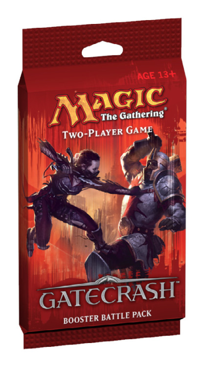 Magic: the Gathering - Gatecrash Booster Battle Pack

Challenge rival Planeswalkers to fierce duels - load your deck with powerful warbeasts and potent spells with which to challenge both the skill and the nerve of your opponent. When the time comes, will you crumble under the pressure of battle, or will you rise above the challenge and lay waste to all who dare oppose you? The Booster Battle Pack contains two 20-card starter decks with which you do battle with an opponent in a world of mystery and magicka. These decks are a great way to introduce yourself and a friend to Magic : The Gathering, and offer a fast and fun way to play Magic.  This pack contains ; • Two 20-card decks• Two 15-card Gatecrash booster packs• One Quick-play guide• One Rules Insert
