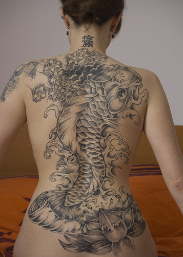 Best Koi Tattoo Design On Back Body