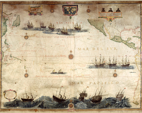 1622 map of the Pacific Ocean by Dutch cartographer and self-publisher Hessel Gerritsz, considered the master Dutch cartographer of the 17th century.