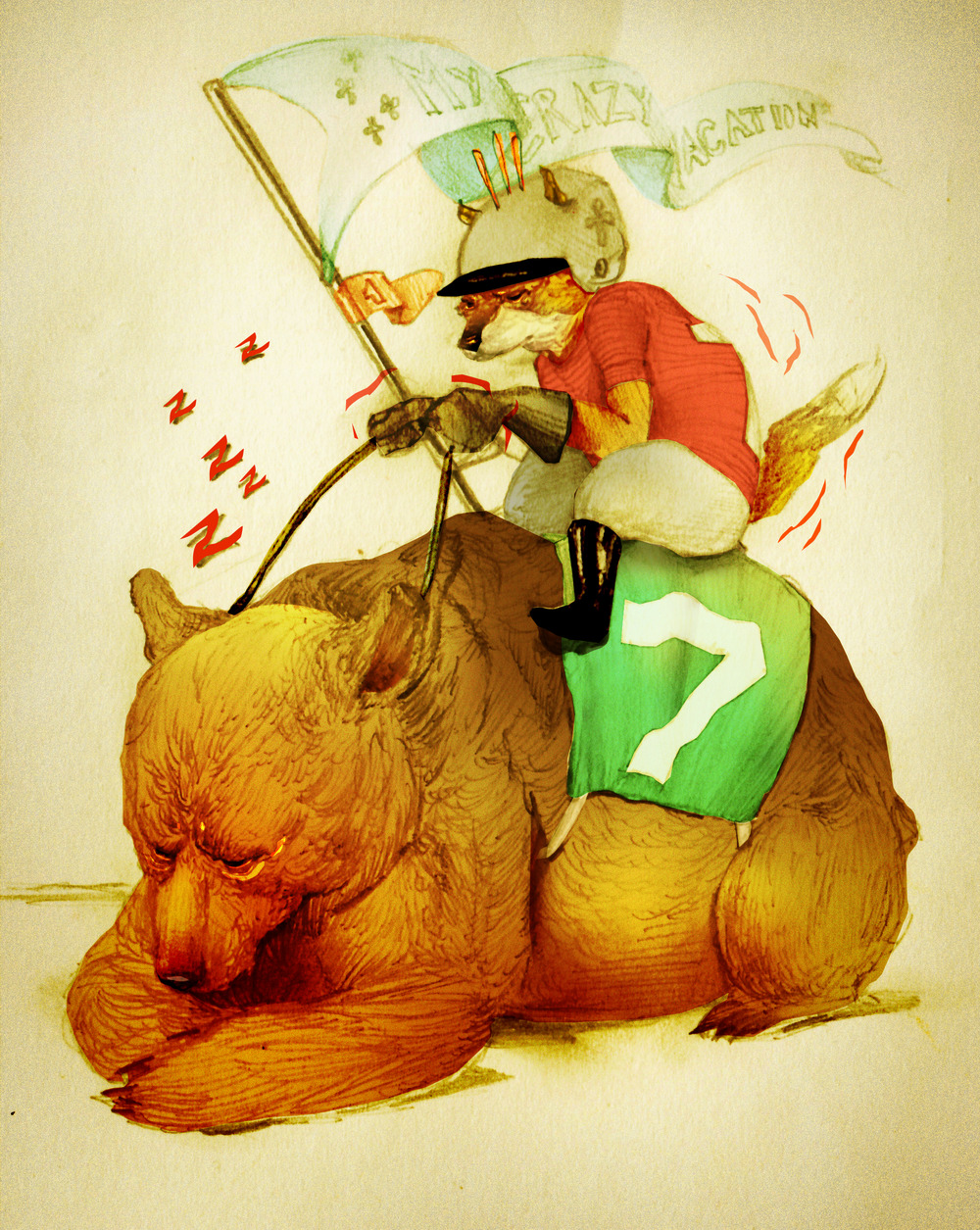  ” The Tale of the fox and the lazy bear ” graphite and digital 2013 15x21 cm Andrei Nicolescu Blog 