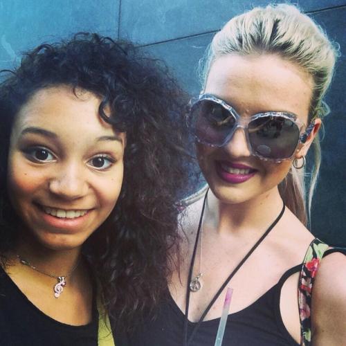 Perrie with a fan today