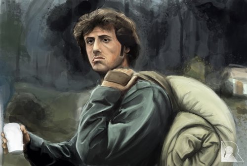 Illustration of Sylvester Stallone as Rambo