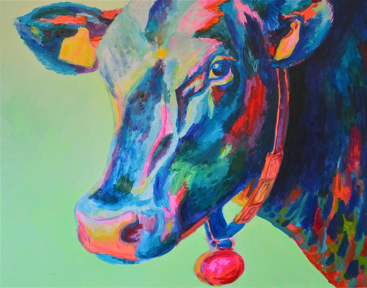 Cow portrait Acrylics and oil on canvas By Jochem Grin    tumblr / website