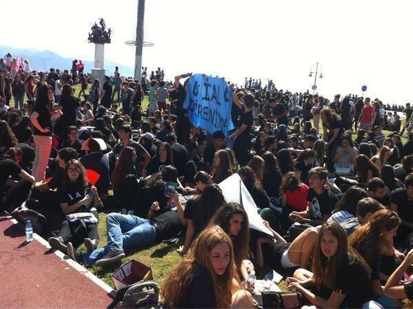 Young people in black outfits occupy Gundogdu in Izmir