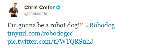 Robodog featuring the voice talent of Chris Colfer. - Page 2 Tumblr_n04kn51Mij1qe476yo3_500