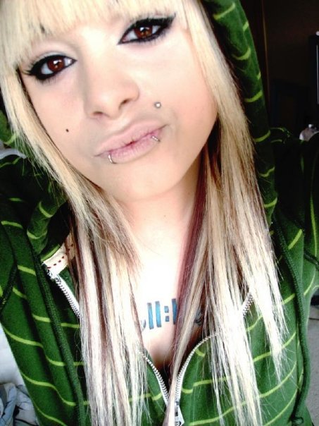 the snakebites and the monroe piercing, the hair extensions&#8230; and the duckface. you guys found this on myspace, didn&#8217;t you?