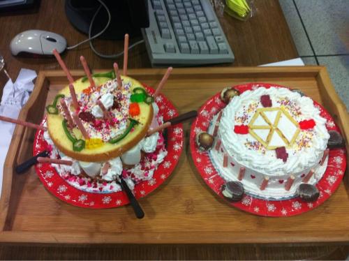 kris’ (left) and yixing’s (right) self-decorated cakes - mbcsimsimtapa