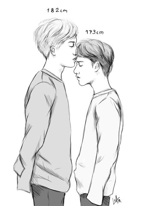 kaisoo doodle because height differences are cuTE                          -  don’t reupload ect~  - 