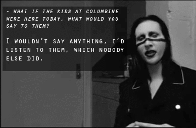 – Se as crianças de Columbine estivessem aqui hoje, o que você gostaria de dizer a elas? – Eu não diria nada. Apenas as ouviria, o que ninguém fez.