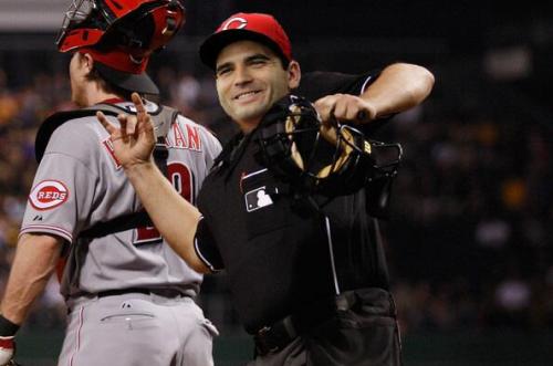 Photoshopped image of Joey Votto as an umpire.