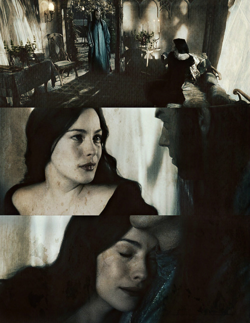  Arwen Evenstar remained also, and she said farewell to her brethren. None saw her last meeting with Elrond her father, for they went up into the hills and there spoke long together, and bitter was their parting that should endure beyond the ends of the world. 