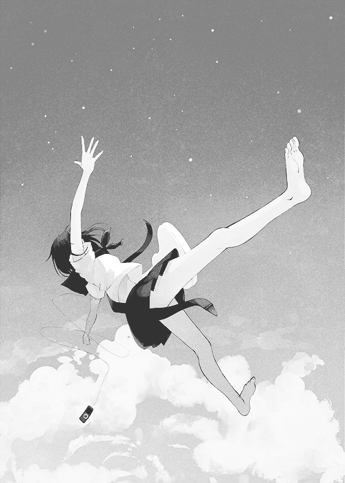 Falling.. | Anime monochrome, Fall anime, Anime artwork