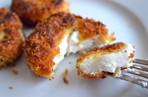 in-my-mouth: Battered fried goat cheese 