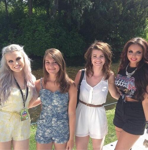 Perrie and jesy with fans at Alton towers 