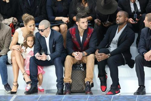 vvisen: Jlo, Casper Smart, Kanye West and Baptiste Giabiconi Front row at Chanel BAPTISTE AND KANYE&lt;3
