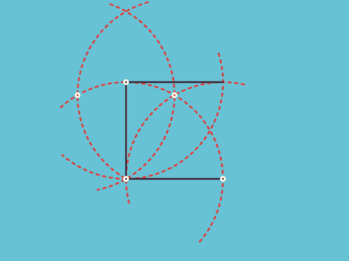 Anche il disegno di un semplice quadrato può rendere la matematica divertente. la gif mostra come costruire un quadrato inscritto in una circonferenza.