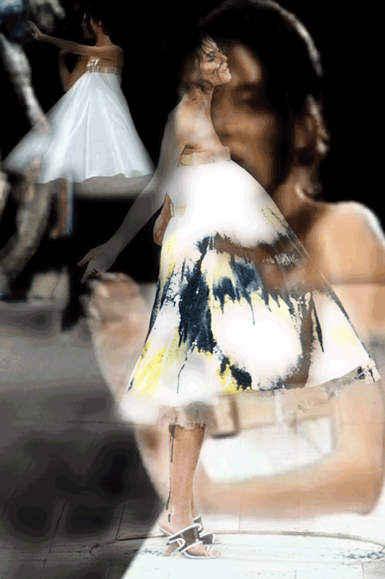 alexander mcqueen robot paint dress