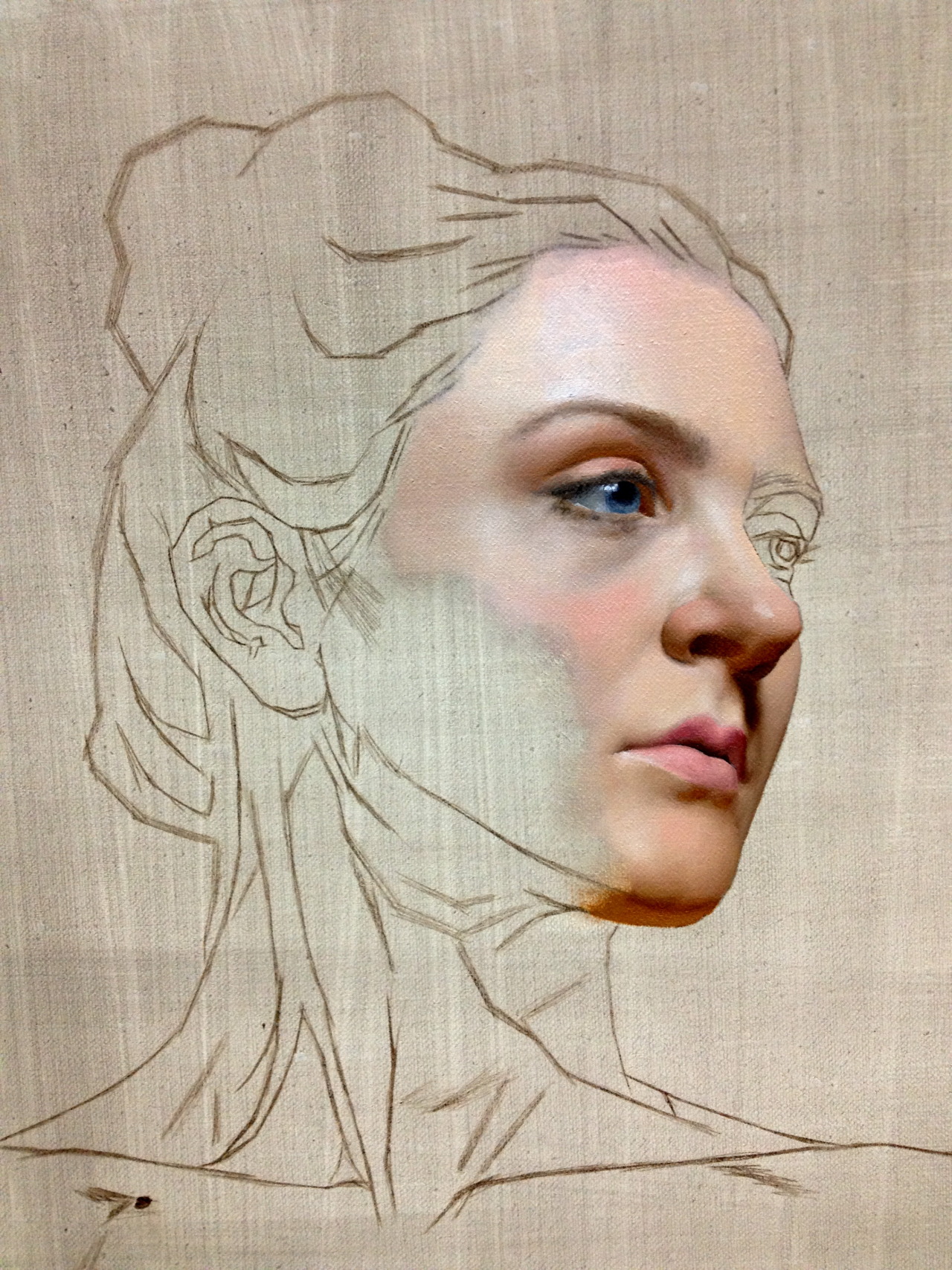 portrait study, oil on linen, 12&#8221; x 12&#8221;