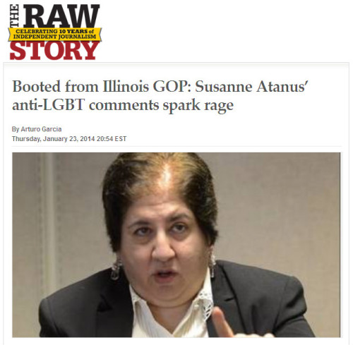 Raw Story - Booted from Illinois GOP: Susanne Atanus' anti-LGBT comments spark rage