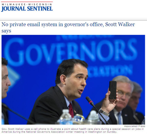 MJS - No private email system in governor's office, Scott Walker says