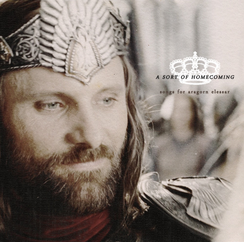 stewardssons: ♛ A Sort of Homecoming: A fanmix for Aragorn, Isildur’s Heir I. What Makes A Man ~City &amp; Colour {what makes a man spend his whole life in disguise / i think i know / i think i might know} II. Hopeless Wanderer ~Mumford &amp; Sons {dont hold a glass over the flame / dont let your heart grow cold / i will call you by name / i will share your road} III. Come out of the Woods ~Matthew &amp; the Atlas { youve been gone for too long / return to the house where you came from / turn back on the road you traveled upon / i stand where you stood / come out of the woods} IV. Seven Swans ~Sufjan Stevens {my mother saw it from afar / she took her purse to the bed / i saw a sign in the sky / seven horns seven horns seven horns} V. Death &amp; all his Friends ~Coldplay {no i dont to battle from beginning to end / i dont want another cycle of recycled revenge / i dont want to follow death and all of his friends} VI. A Sort of Homecoming ~U2 { and your heart it beats so slow / through the sleet and driving snow / across the fields of mourning lights in the distance / no dont sorrow no dont weep / for tonight at last i am coming home} VII. The Weight of Us ~Sanders Bohlke {the time has come / let us be brave / shake off all of your sins / let us be brave} VIII. The Brightest Lights ~King Charles {oh the dawn light sweeps all the shadows clean / of what has gathered in the night / for whats hiding in the morning / will be chased by daylights hounds} IX. Let Her Go ~Passenger {love comes slow and it goes so fast / well you see her when you fall asleep / because you loved her too much} X. Flowers In Your Hair ~The Lumineers {it takes a boy to live / and a man to pretend he was there / and then we grew a little and knew a lot} 