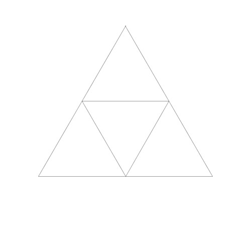 gif of three triangles rotating inside of one triangle, with the pathways of their vertices drawing lines as well to visualize the movement