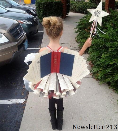 little girl dressed as a dictionary
