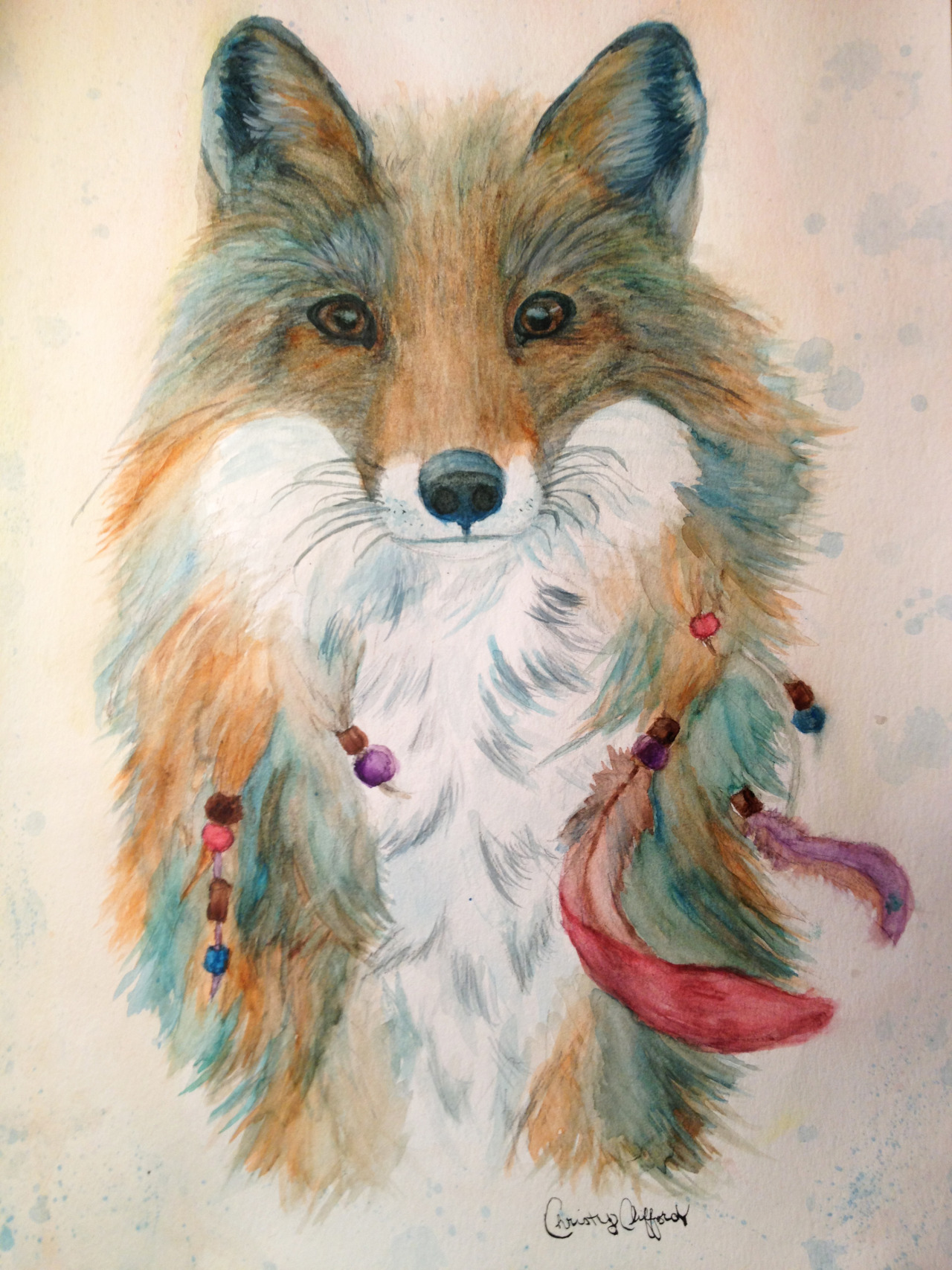 watercolor fox by Christy Clifford