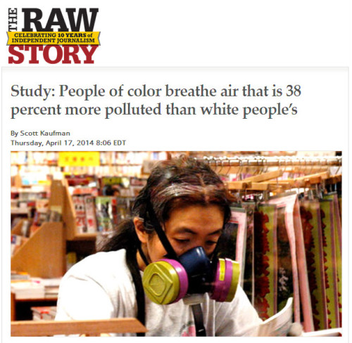 Raw Story - Study: People of color breathe air that is 38 percent more polluted than white people’s