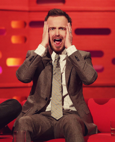  Aaron Paul on the Graham Norton Show.His face is too much for me to handle. 