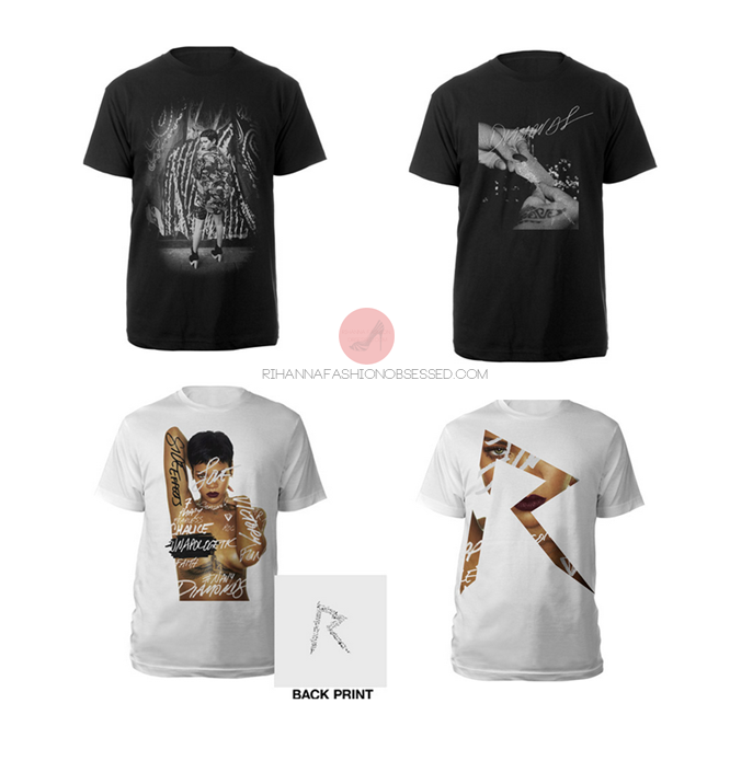 In response to there being any Rihanna merchandise available to purchase, Rihanna&#8217;s official store is currently selling a few womens/unisex tee&#8217;s and accessories. Tee&#8217;s including photo&#8217;s from her unapologetic photo shoot/album.
Click HERE to view unisex apparel
Click HERE to view Women&#8217;s apparel
Note: Rihanna will touring in two months so be sure to check back for any more added merchandise and also if you&#8217;re going to be attending her show be sure to also check out your venue store.