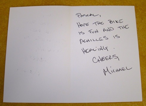 Now - that's what I call great customer service: Recently I bought a new bicycle at <a href="http://mikesbikes.com/">Mike's Bikes</a> - and got this card a few days later... :) 