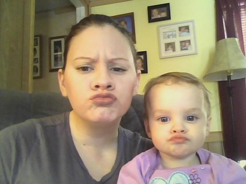 this one&#8217;s more than a little creepy. you both have the same duckface AND the same weird blank stare thing going on. genetics is weird as hell, people. (we&#8217;re posting kid pictures today, people, and if you don&#8217;t like it, eff off, we&#8217;ll go back to posting orange chicks and guidos tomorrow)