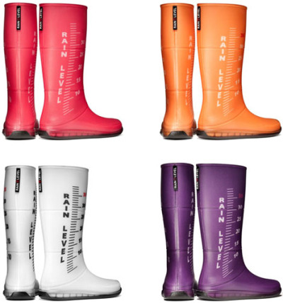 Rain Rulers: Colourful Rubber Boots Measure Water in Style