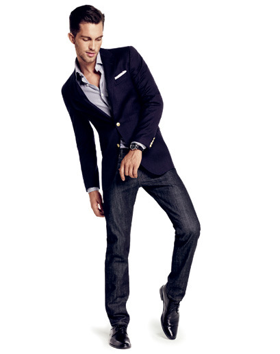 Wearing a suit jacket or blazer with jeans