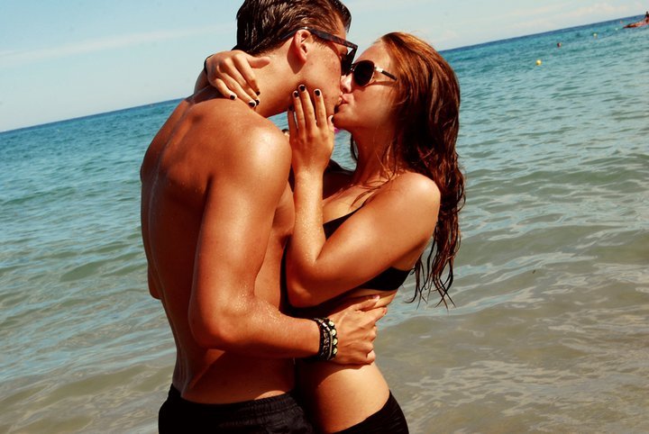 Young teen couple on beach