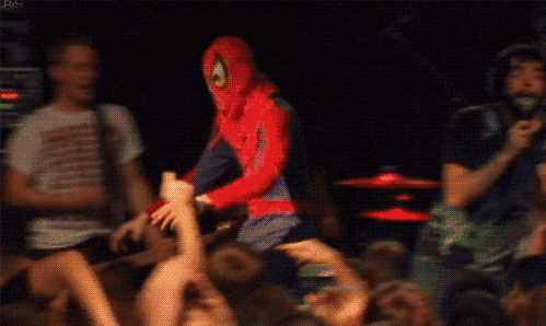 everythingisbetterdead: I’m so doing this at a show but either be Batman or a Stromtrooper. my brother used to record shows like New Found Glory and Papa Roach. at a few Papa Roach shows, some dude would always dress up like Winnie The Pooh and crowd surf. my brother showed me the videos haha. and apparently someone i know, although i cant remember who it was, knew the guy. that&#8217;s what this reminded me of