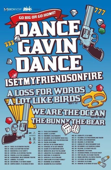 Dance Gavin Dance(@dgdtheband) have unfortunately announced that they have been forced to cancel their upcoming tour. You can read a statement from the guys, below."We regret to inform everyone that due to circumstances beyond our control, we have been forced to cancel our upcoming tour. We apologize to everyone that bought tickets and was looking forward to coming out and seeing us and the rest of the bands."