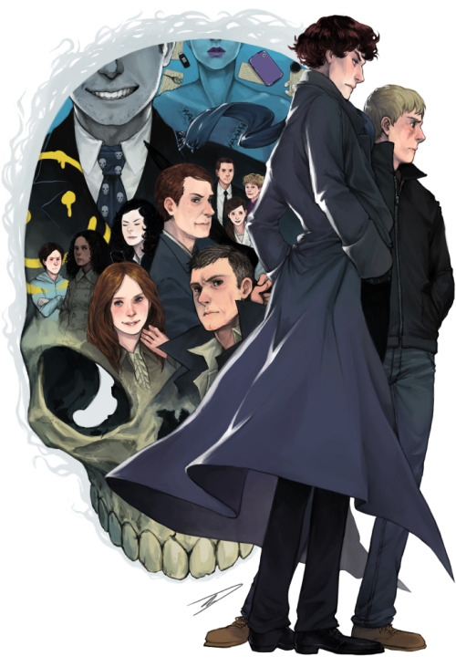 reapersun: This is the poster I painted for Sherlock NYC’s drawing at their Season 1 screening event in New York; check out the prizes here: https://www.sherlocknyc.com/?p=116 The poster is 13x19 and printed on pearl premium photo paper, and their copy has the Sherlock NYC logo in the bottom left corner. I won’t be able to make it to the actual event but if you live in the area you should go; they’re working really hard to make it an awesome event, and it sounds like a lot of fun! Oh my gosh this took a long time to paint. Although I initially created this for Sherlock NYC, I’m planning to sell a few prints of it later next year at FanimeCon, and maybe a limited number online if there seems to be any interest. For now though the only place to get it is in their drawing! R-REAPERSUN IS GOING TO BE AT FANIME?!?!?! HOMG BE STILL MY BEATING HEART. ALSO THIS POSTER IS GORGEOUS.