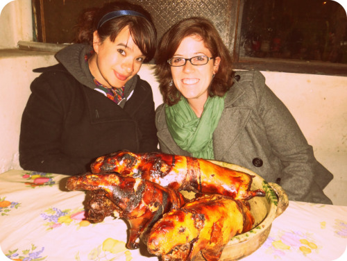 Ecuadorian family dinner on Christmas Eve first course: roasted ginuea pig