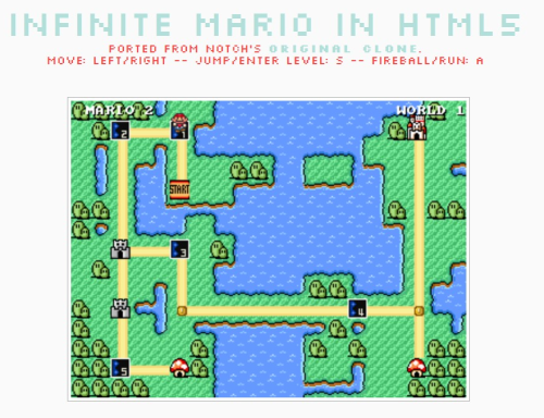 Infinite Mario - HTML5</p>
<p>HTML5でマリオ