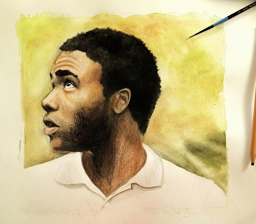 Donald Glover/Childish Gambino in Watercolors Follow me here for more paintings/drawings! :)