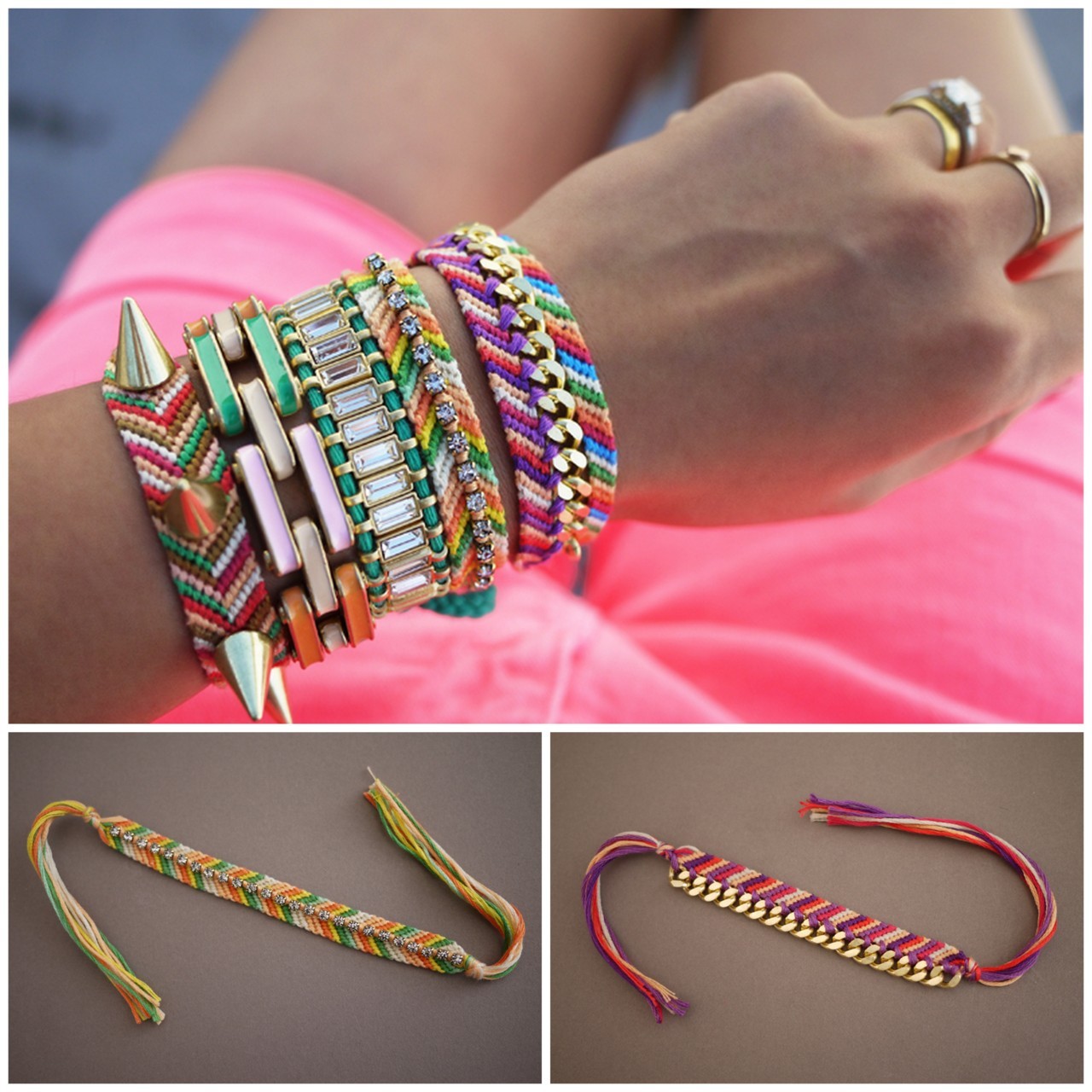 truebluemeandyou :DIY Three Embellished Restyles for Friendship Bracelets. Tutorial from Honestly…WTF here. 