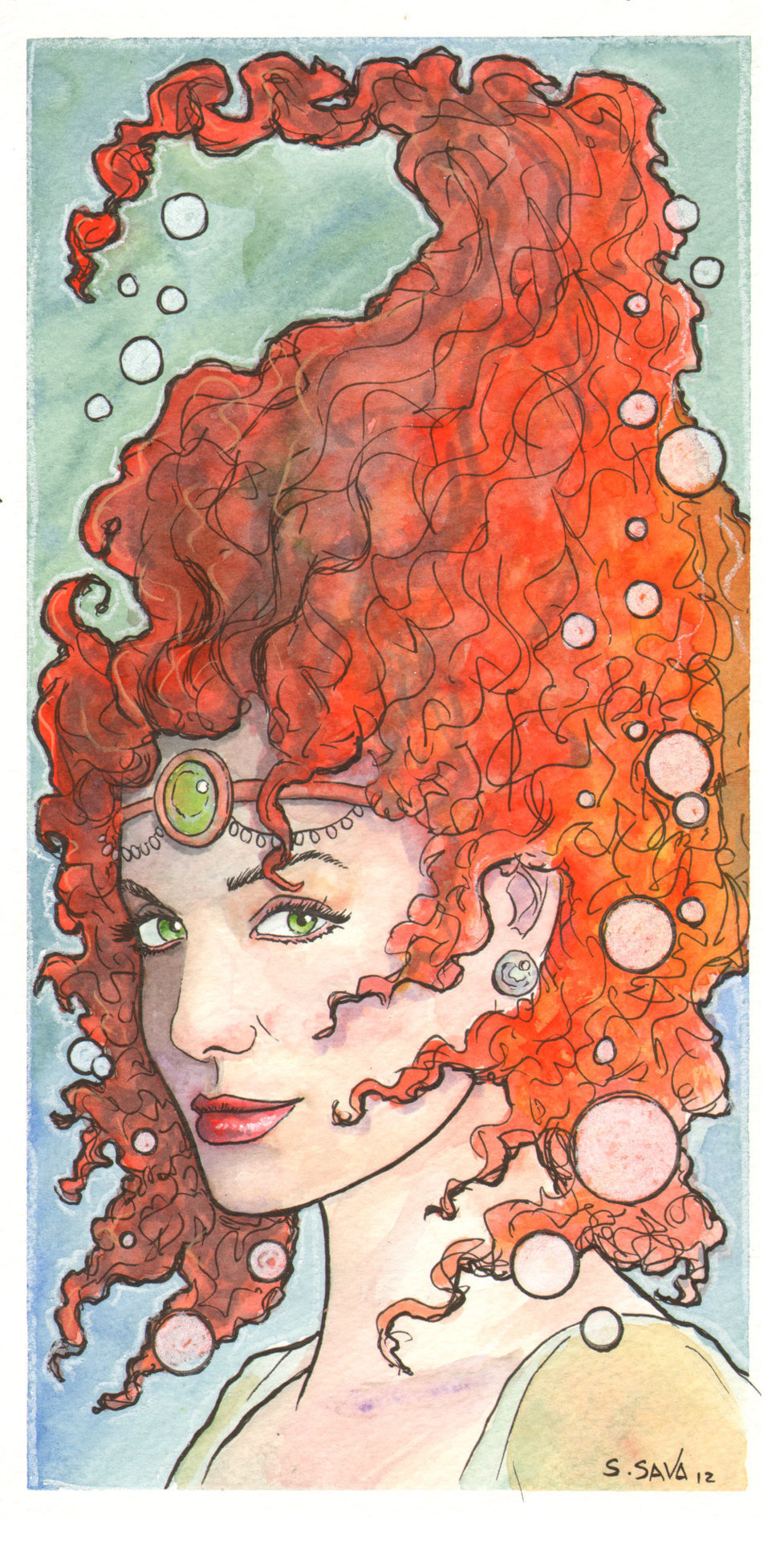 Niviene, the Lady of the Lake, from The Dreamland Chronicles.This was a request from a wonderful reader who has supported me and my comic for years. I hope she likes it.Watercolor and ink on 6x12 inch Watercolor Paper.While this painting is a gift… you can see other pieces for sale here…http://www.etsy.com/shop/ScottChristianSava