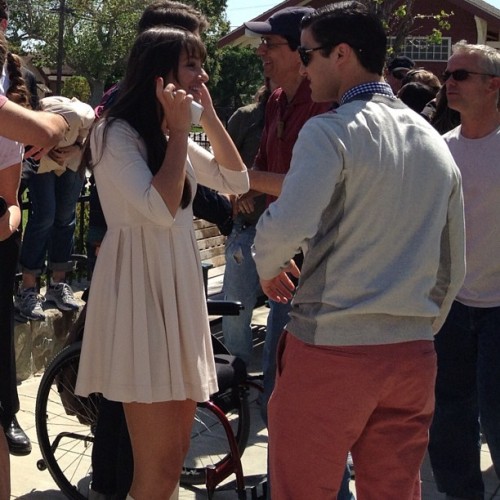 lovecoryandlea:  Lea Michele & Darren Criss on the last shooting day for season three of #glee x 