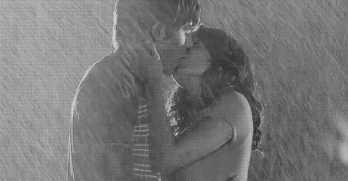 hot kissing in rain gif