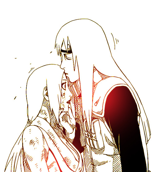 Thank you, Tsunade…you’ve accomplished what I couldn’t do just fine. I only caused you hardship, I’m sorry. I’ll be waiting on the other side, but please don’t come for another while. Because you are my dream itself. I guess I’m glad I was resurrected by edo-tenshi as well…I could protect you at the very last moment. 